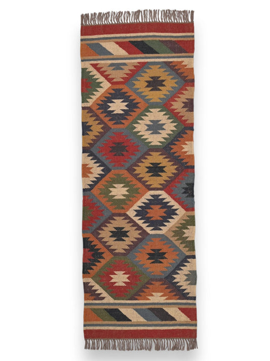 alfombras kilim pasillo 60x180 multicolor hecha a mano en fibras naturales