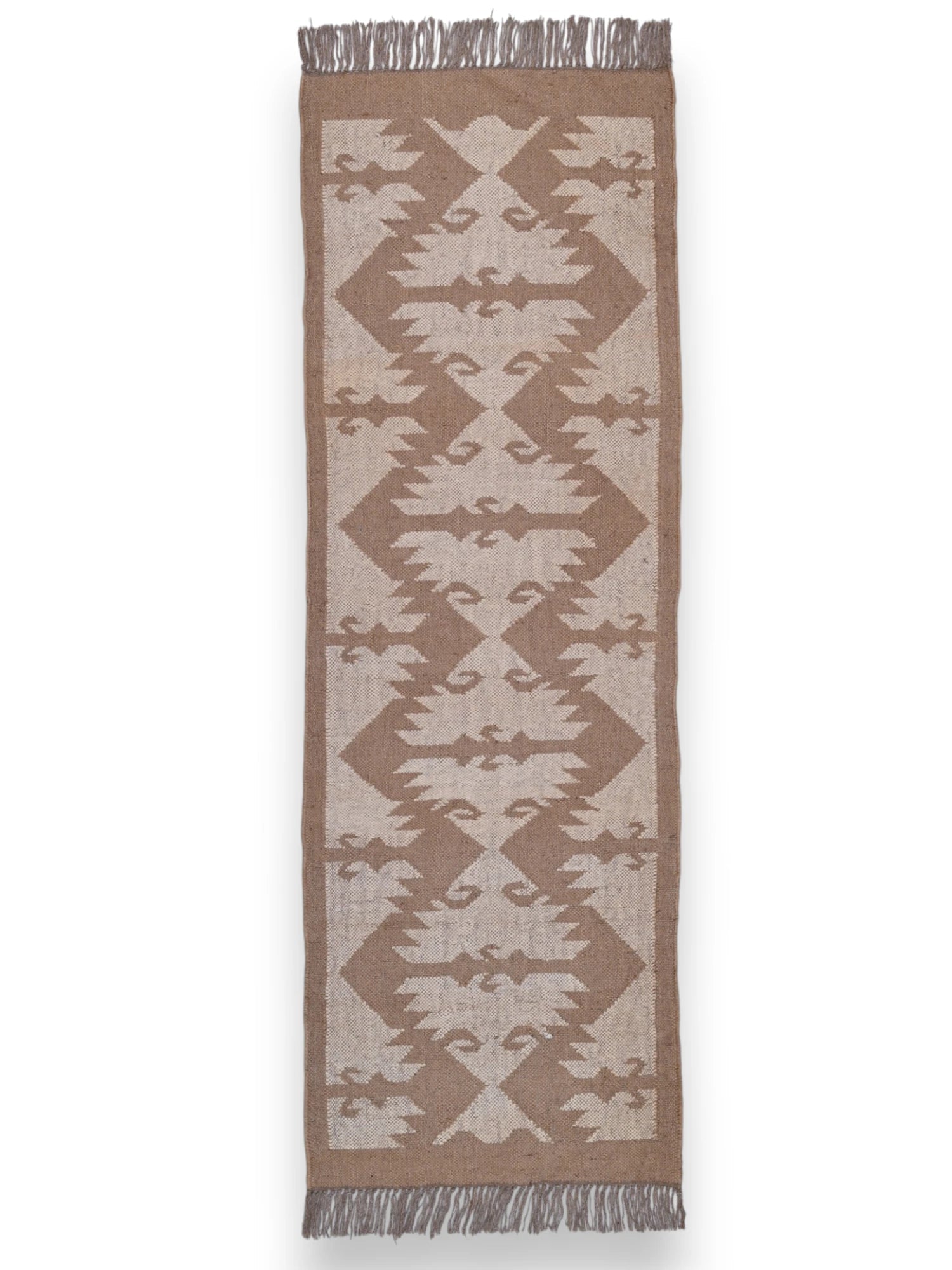 alfombras kilim pasillo 60x180 marrón hecha a mano en fibras naturales
