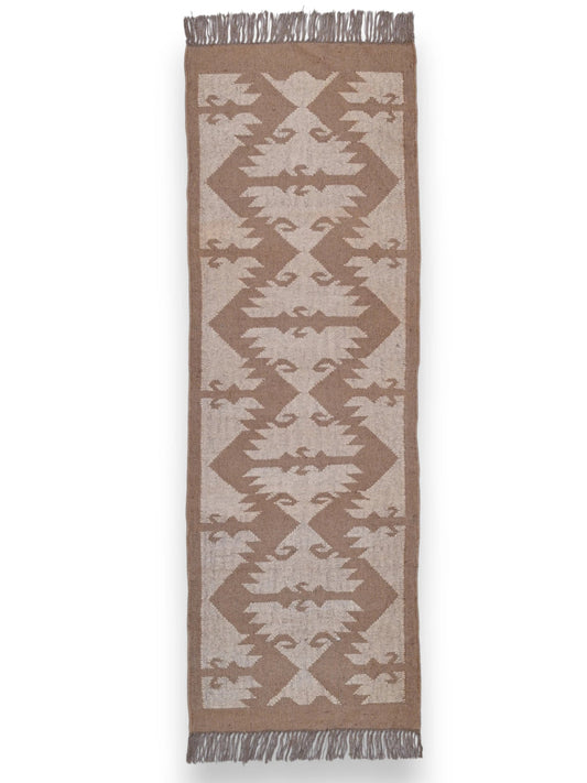 alfombras kilim pasillo 60x180 marrón hecha a mano en fibras naturales
