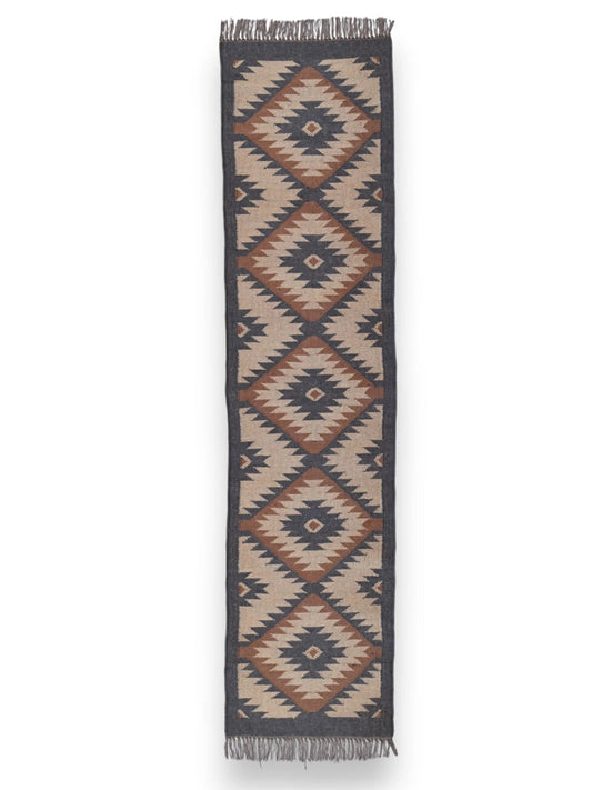 alfombras kilim pasillo 60x240 Marrón, negro y rojo hecha a mano en fibras naturales