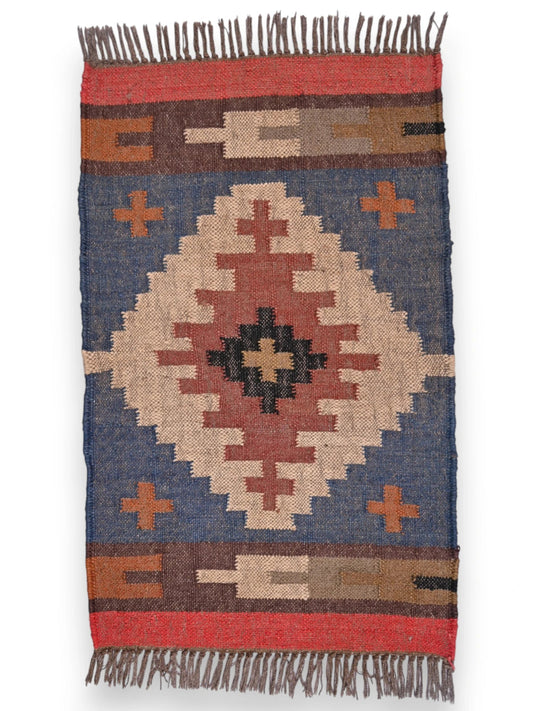 alfombras kililm pasillo 60x90 multicolor necha a mano en fibras naturales