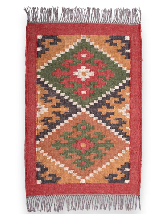 alfombras kililm pasillo 60x90 multicolor necha a mano en fibras naturales

