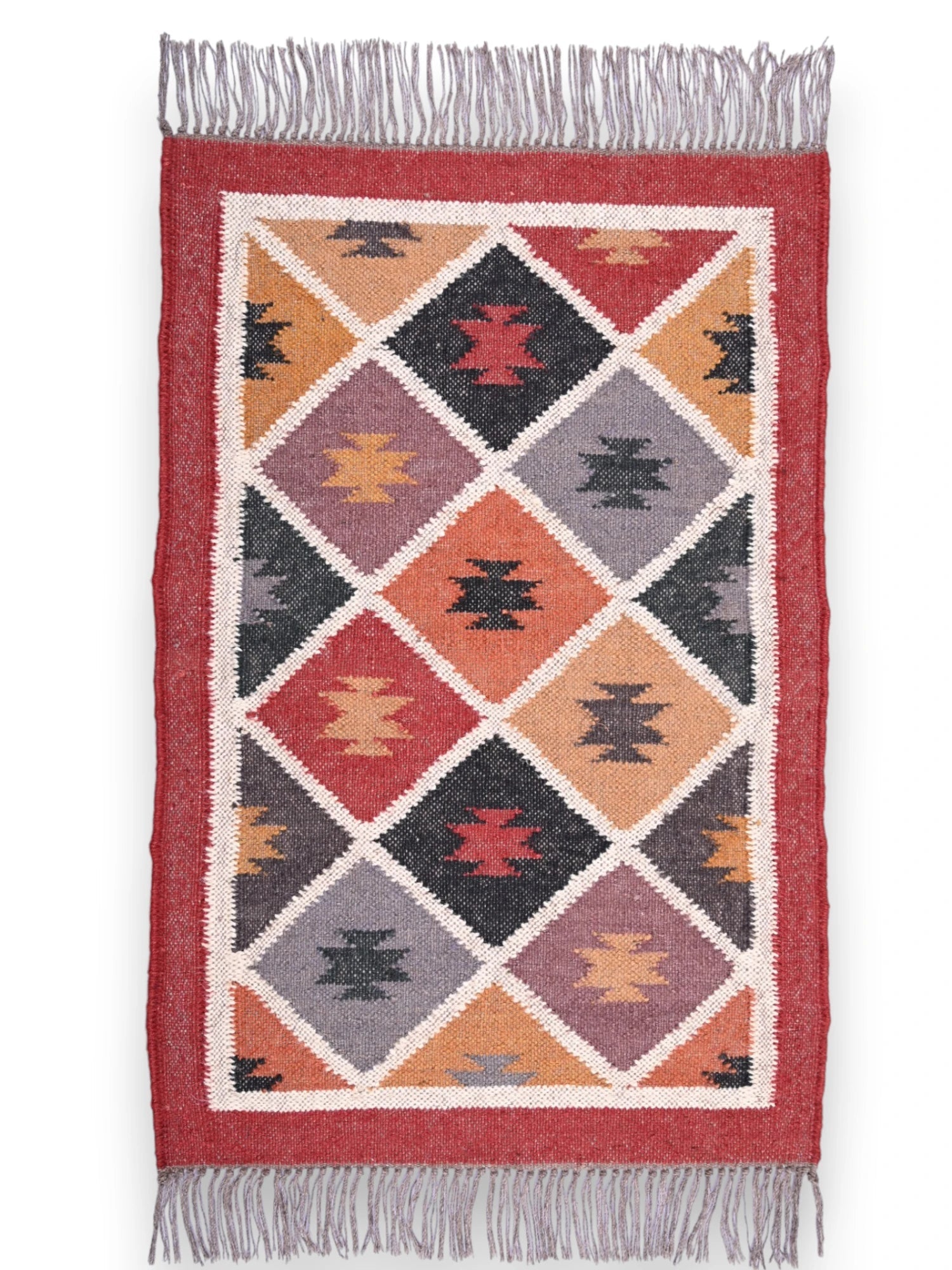 alfombras kililm pasillo 60x90 multicolor necha a mano en fibras naturales