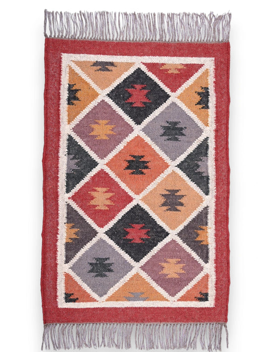 alfombras kililm pasillo 60x90 multicolor necha a mano en fibras naturales