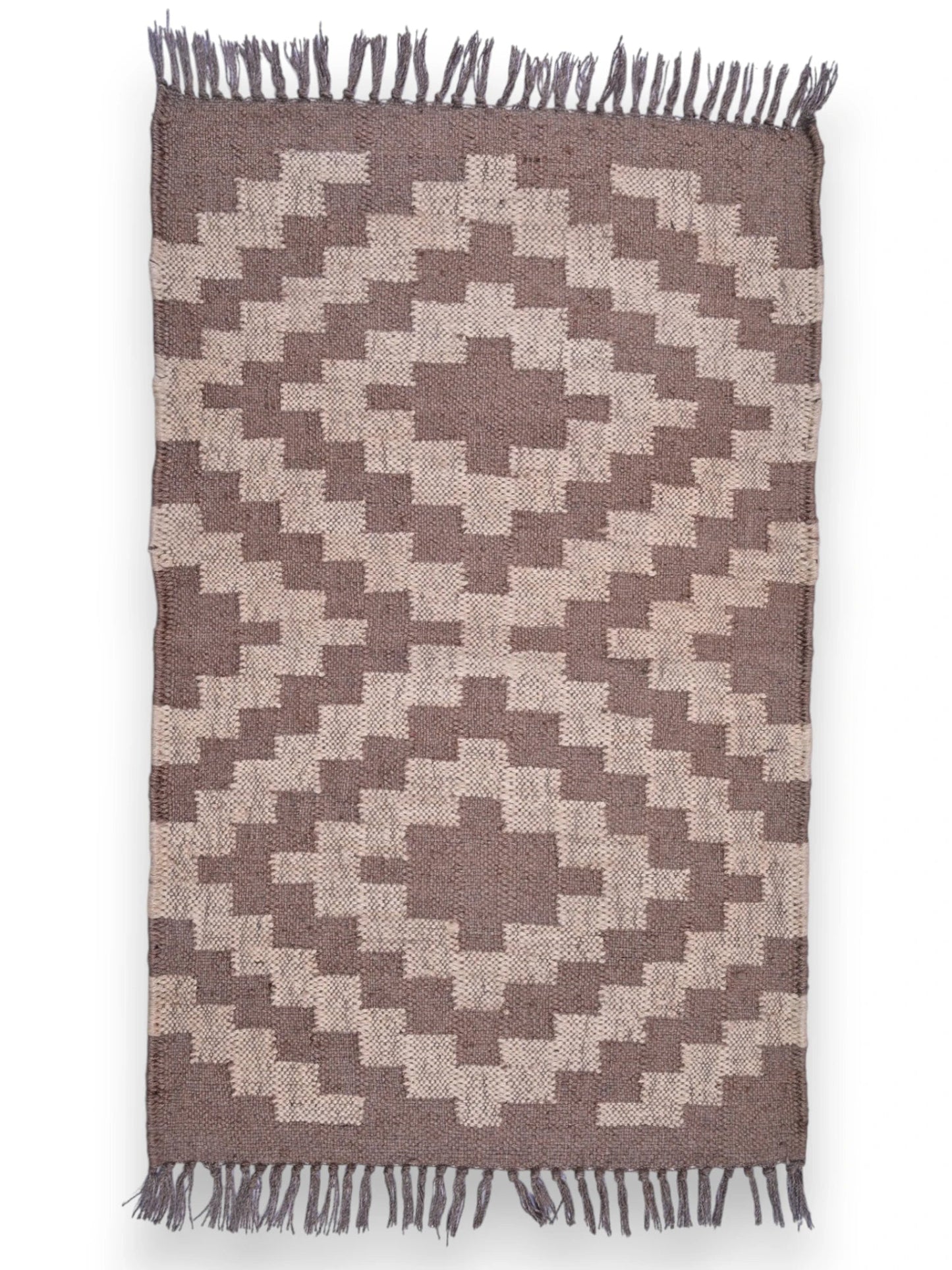 alfombras kililm pasillo 60x90 marrón necha a mano en fibras naturales