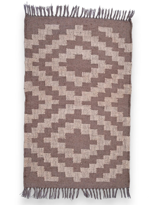 alfombras kililm pasillo 60x90 marrón necha a mano en fibras naturales
