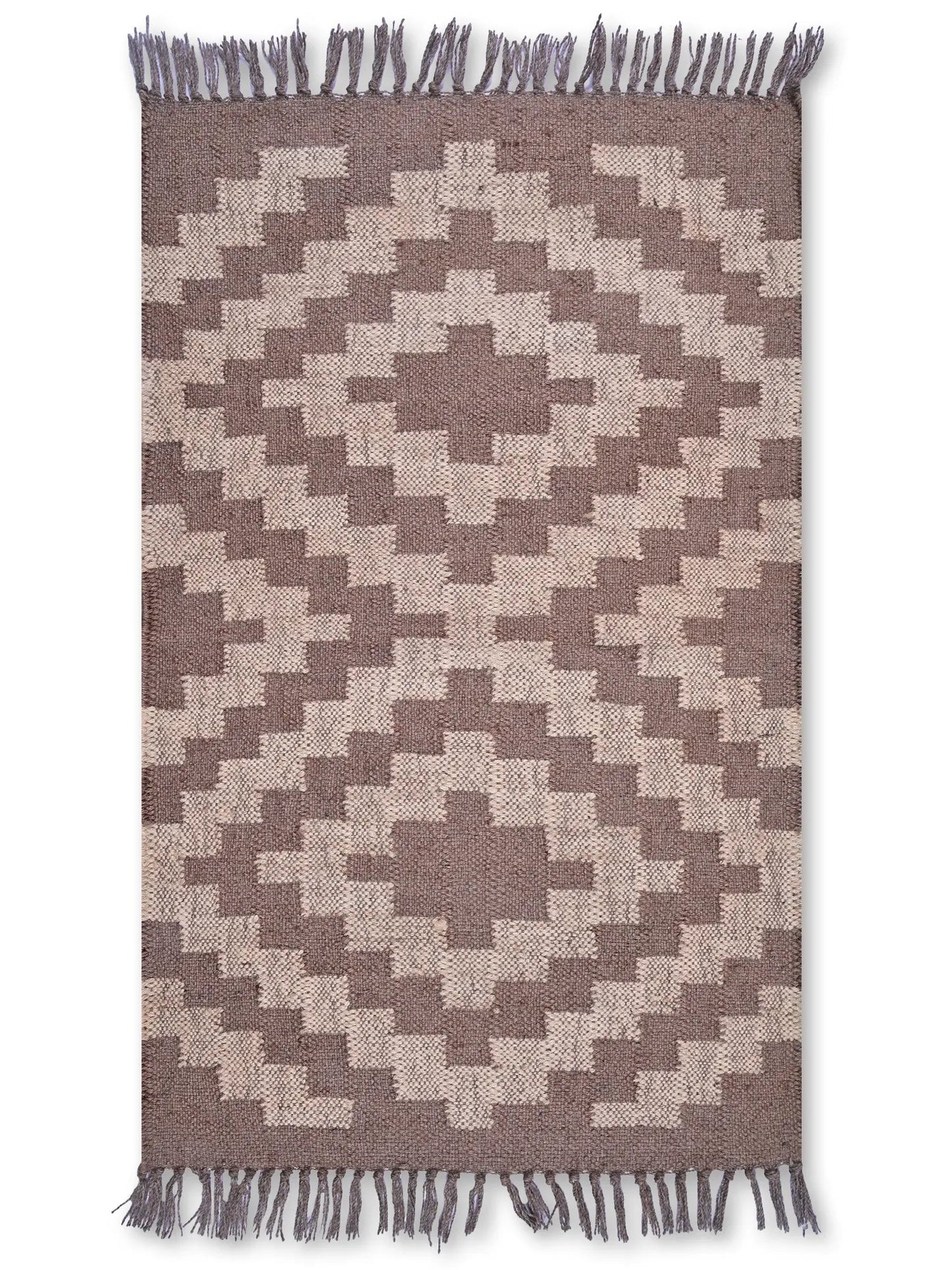 alfombras kililm pasillo 60x90 marrón necha a mano en fibras naturales