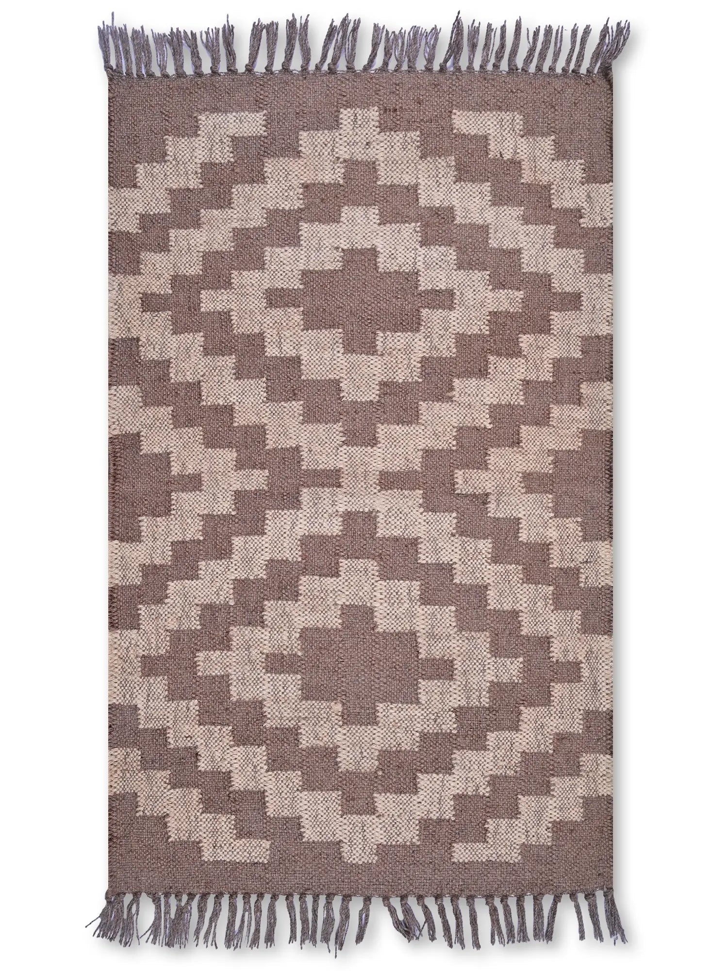 alfombras kililm pasillo 60x90 marrón necha a mano en fibras naturales
