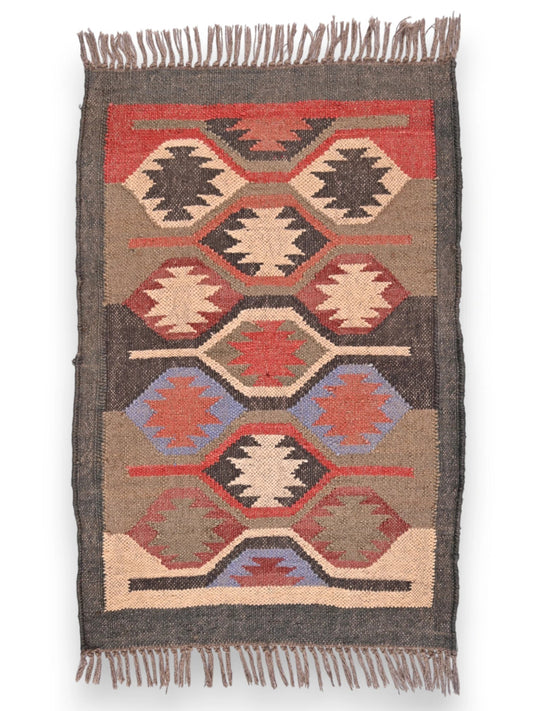 alfombras kililm pasillo 60x90 multicolor necha a mano en fibras naturales