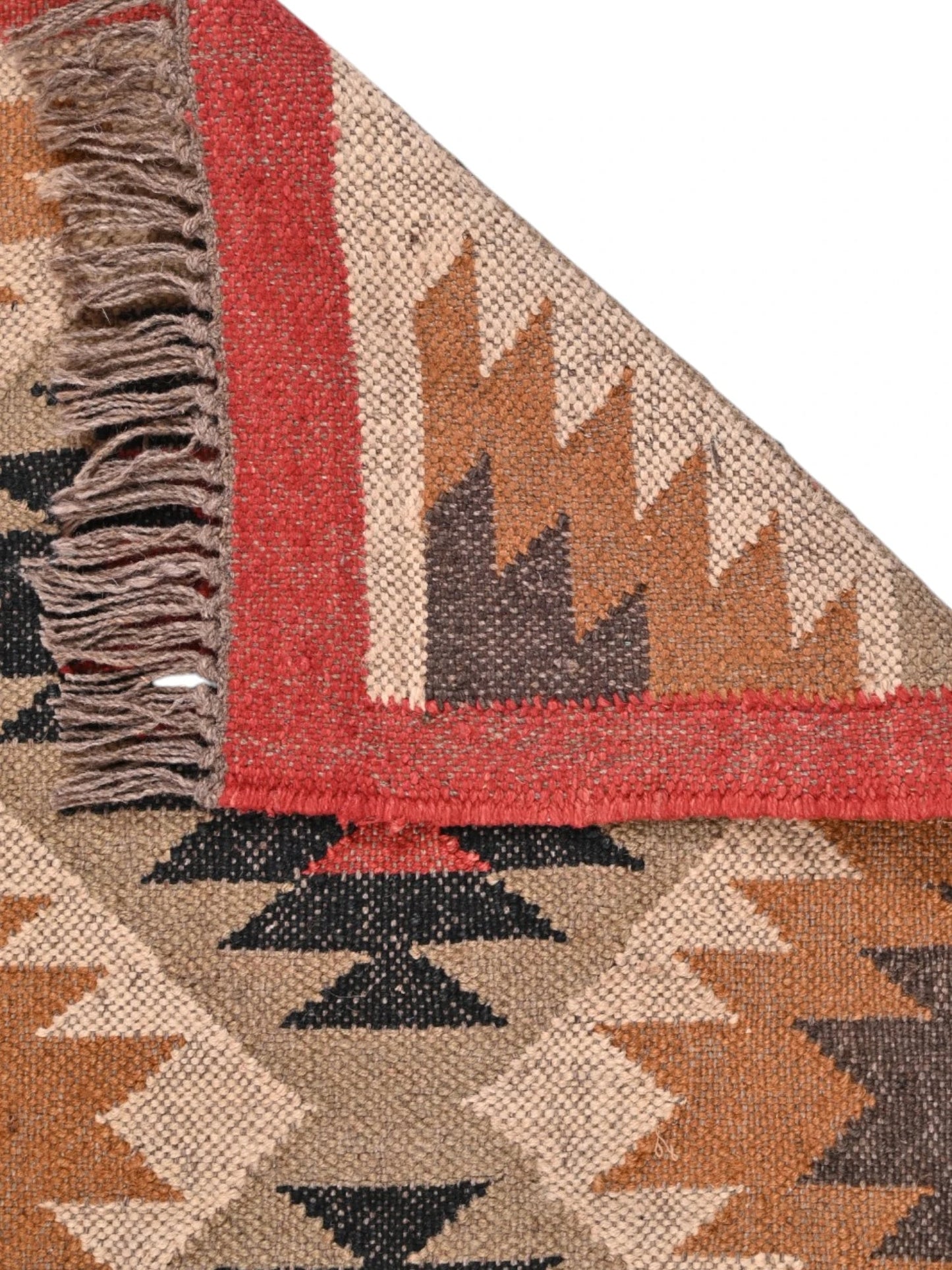 Detalle de alfombras kililm pasillo 60x90 multicolor necha a mano en fibras naturales