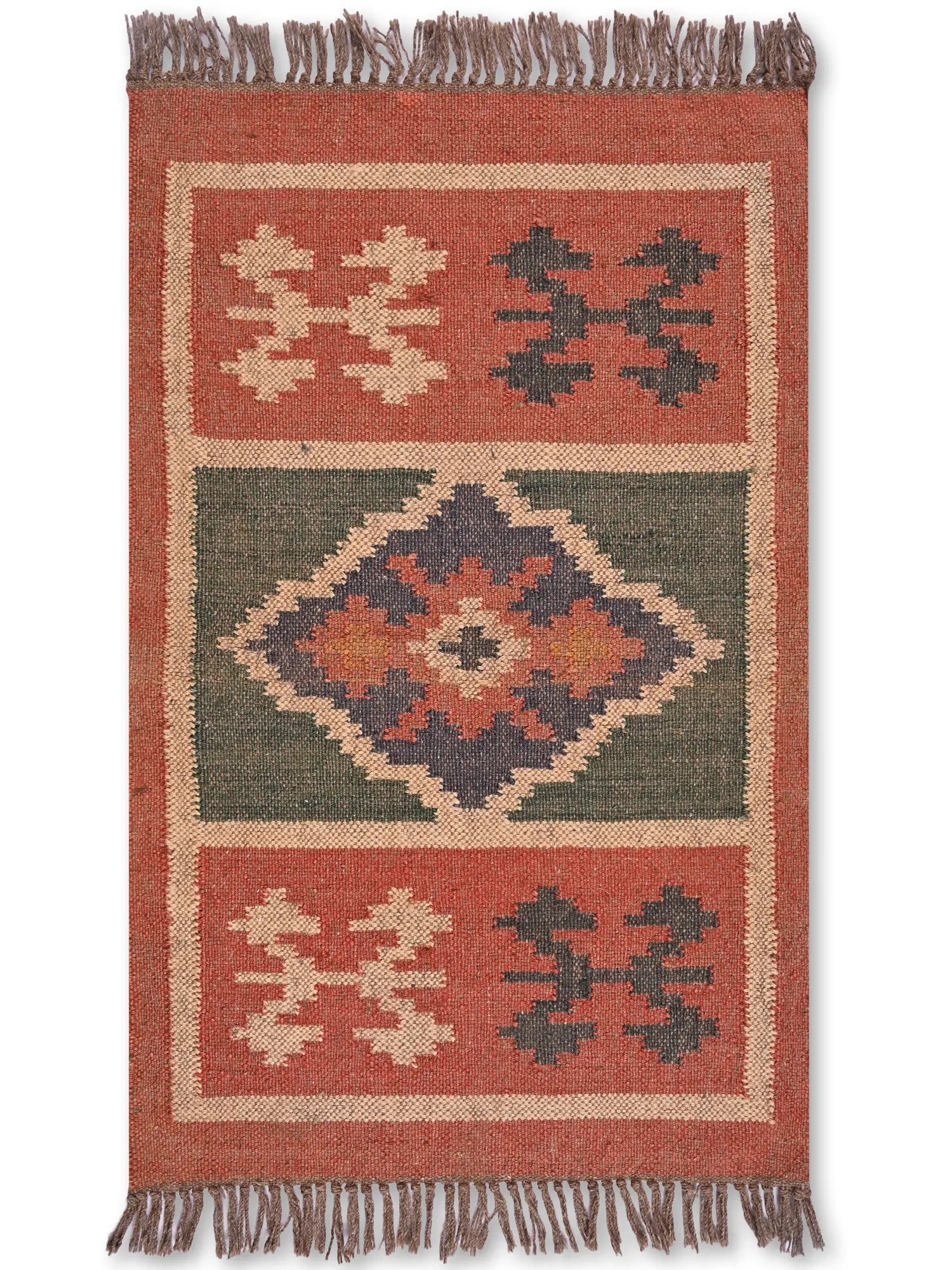 alfombras kililm pasillo 60x90 multicolor necha a mano en fibras naturales