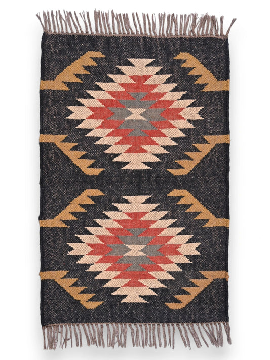alfombras kililm pasillo 60x90 multicolor necha a mano en fibras naturales
