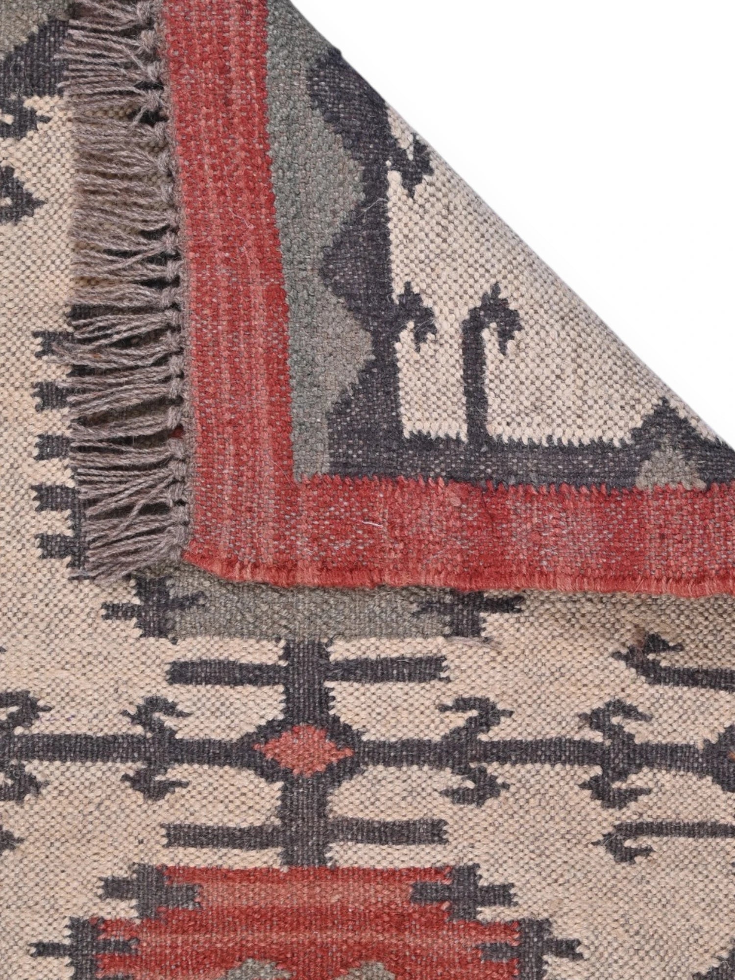 Detalle de alfombras kililm pasillo 60x90  multicolor necha a mano en fibras naturales