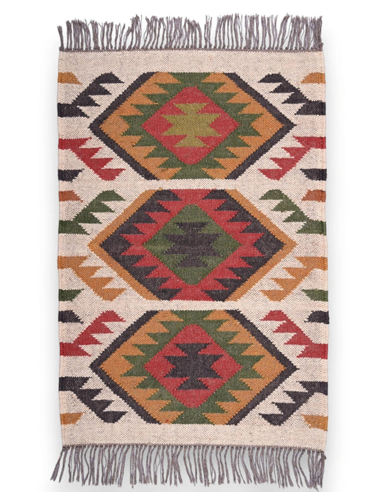 alfombras kililm pasillo 60x90 multicolor necha a mano en fibras naturales