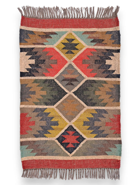 alfombras kililm pasillo 60x90 multicolor necha a mano en fibras naturales
