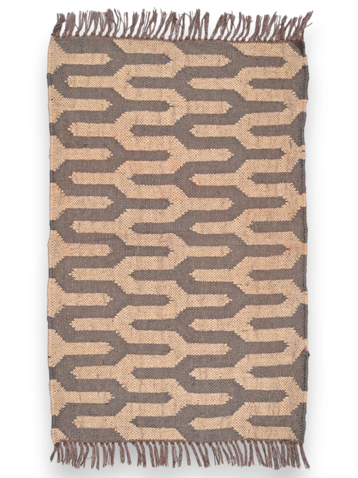 alfombras kilim pasillo 60x90 marrón hecha a mano en fibras naturales
