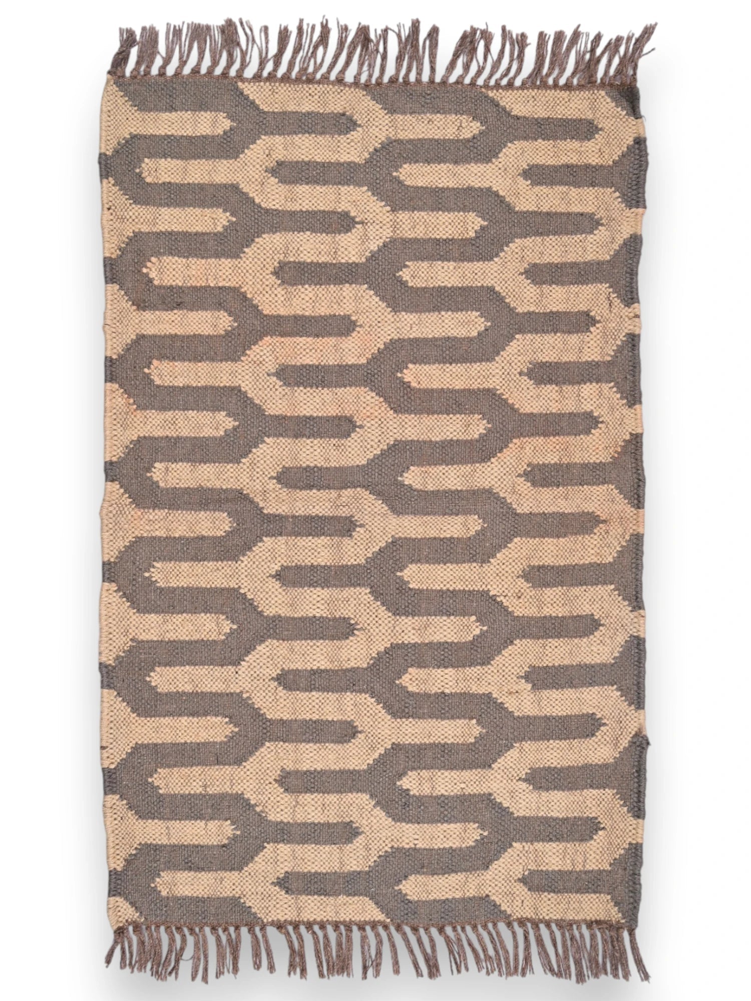 alfombras kilim pasillo 60x90 marrón hecha a mano en fibras naturales