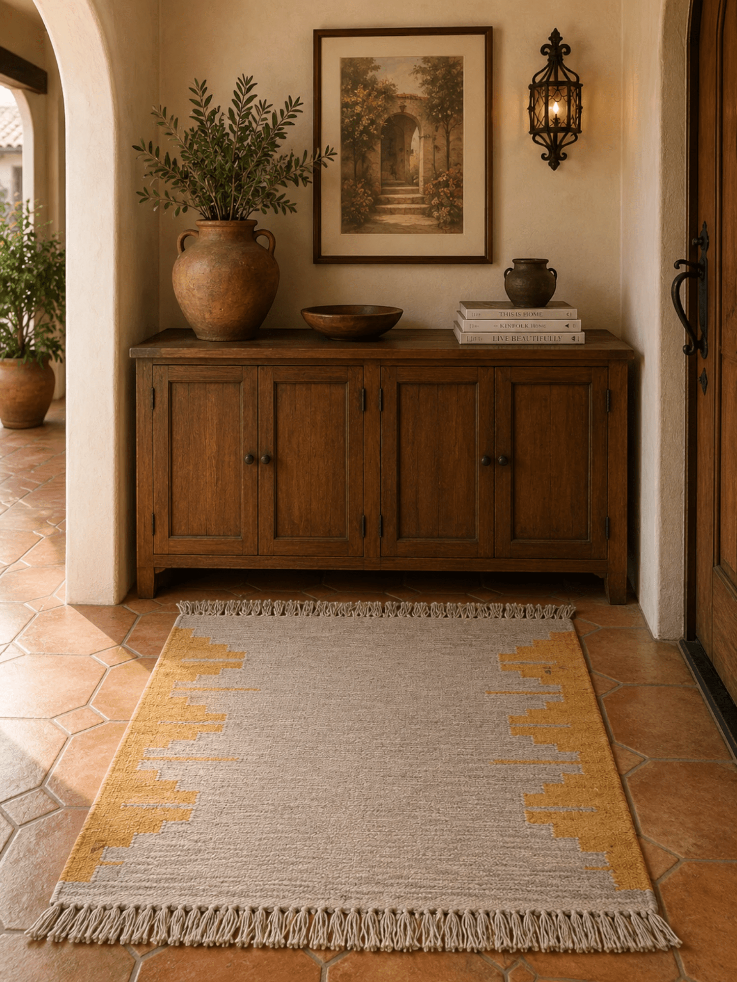 Alfombra Kilim 60x90 cms para (comedor, salón, dormitorio...dinning, living,  room) multicolor de yute y lana.