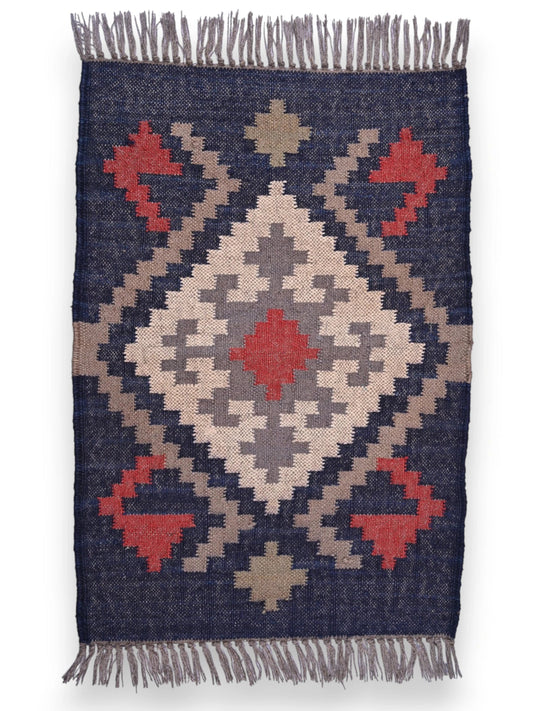 alfombras kililm pasillo 60x90  multicolor necha a mano en fibras naturales
