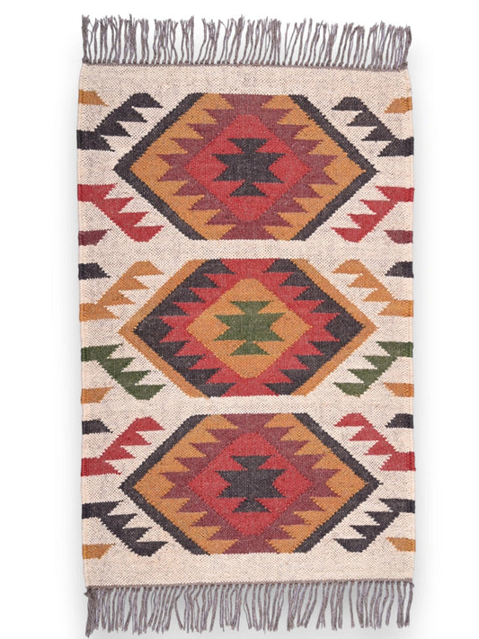 alfombras kililm pasillo 60x90 multicolor necha a mano en fibras naturales
