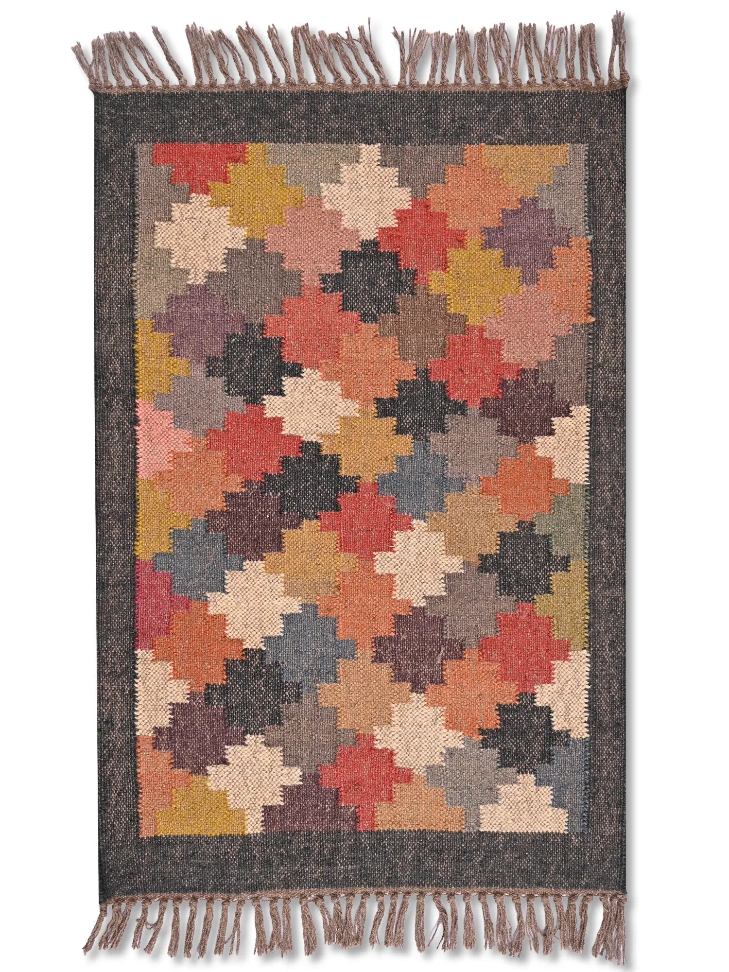 alfombras kililm pasillo 60x90 multicolor necha a mano en fibras naturales