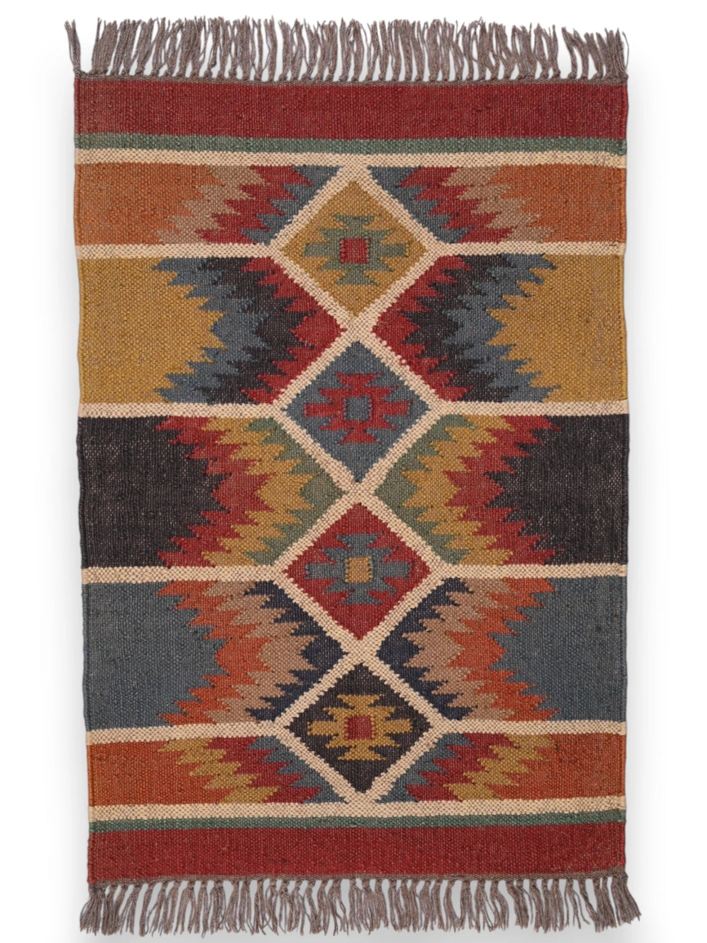 alfombras kilim pasillo 60x90 multicolor hecha a mano en fibras naturales
