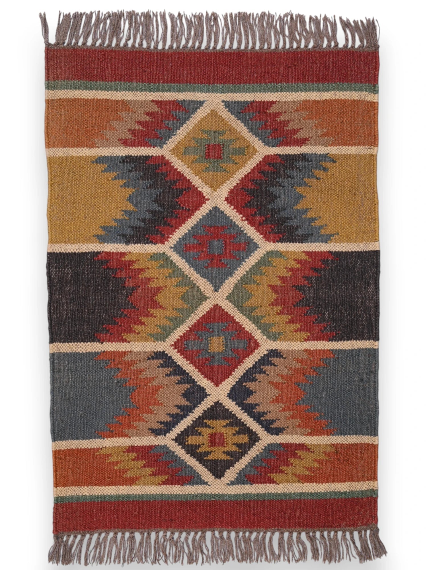 alfombras kilim pasillo 60x90 multicolor hecha a mano en fibras naturales