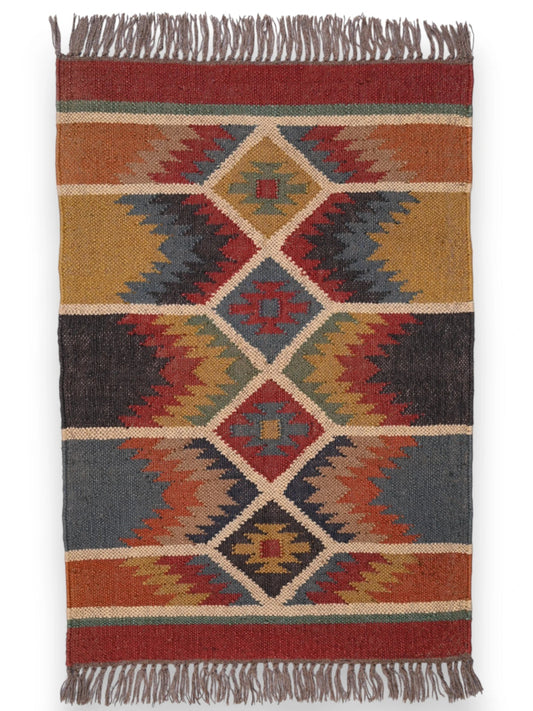 alfombras kilim pasillo 60x90 multicolor hecha a mano en fibras naturales
