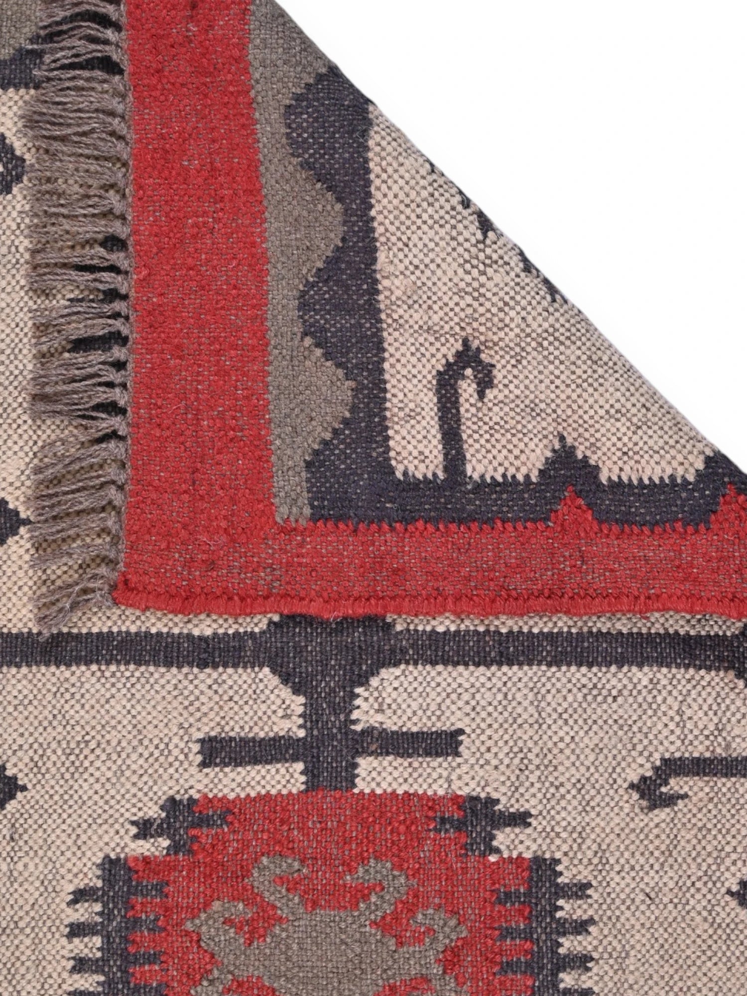 Detalle de alfombras kililm pasillo 60x90  multicolor necha a mano en fibras naturales