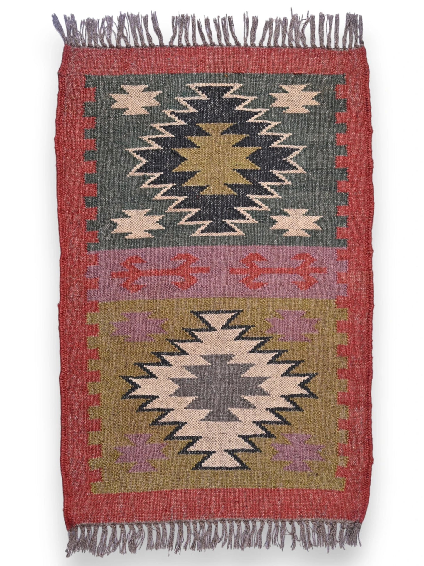 alfombras kililm pasillo 60x90  multicolor necha a mano en fibras naturales