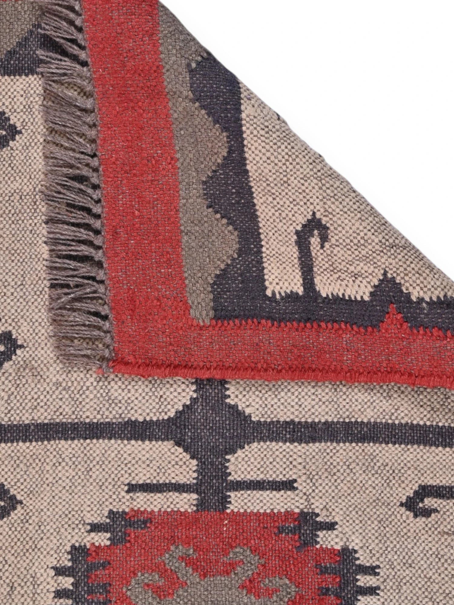 Detalle de alfombras kililm pasillo 60x90  multicolor necha a mano en fibras naturales