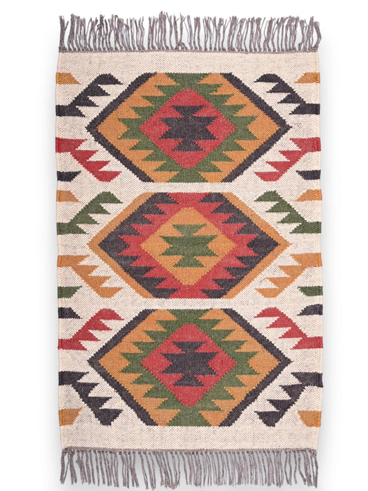 alfombras kililm pasillo 60x90 multicolor necha a mano en fibras naturales
