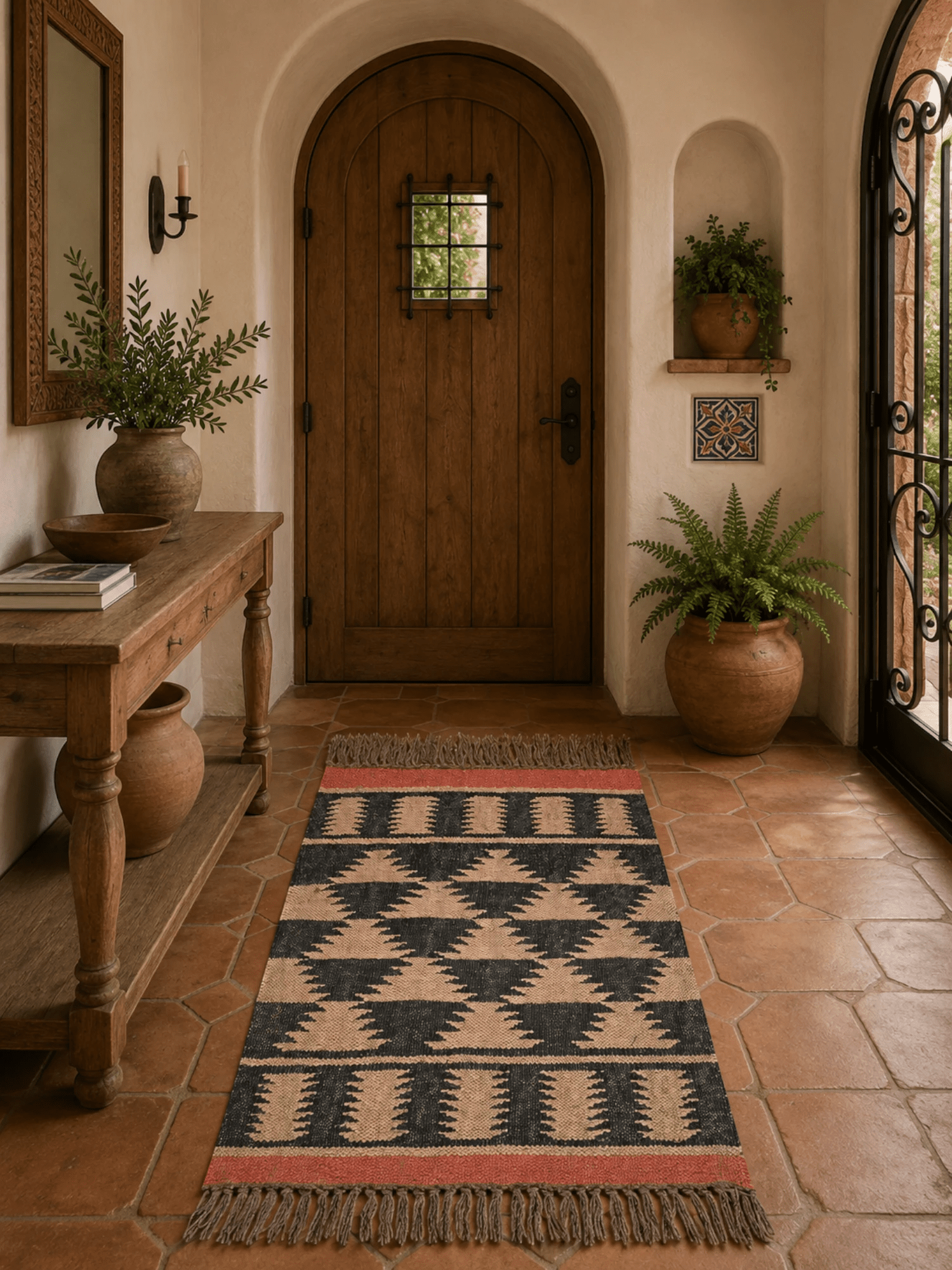 Alfombra Kilim 60x90 cms para (comedor, salón, dormitorio...dinning, living,  room) multicolor de yute y lana.