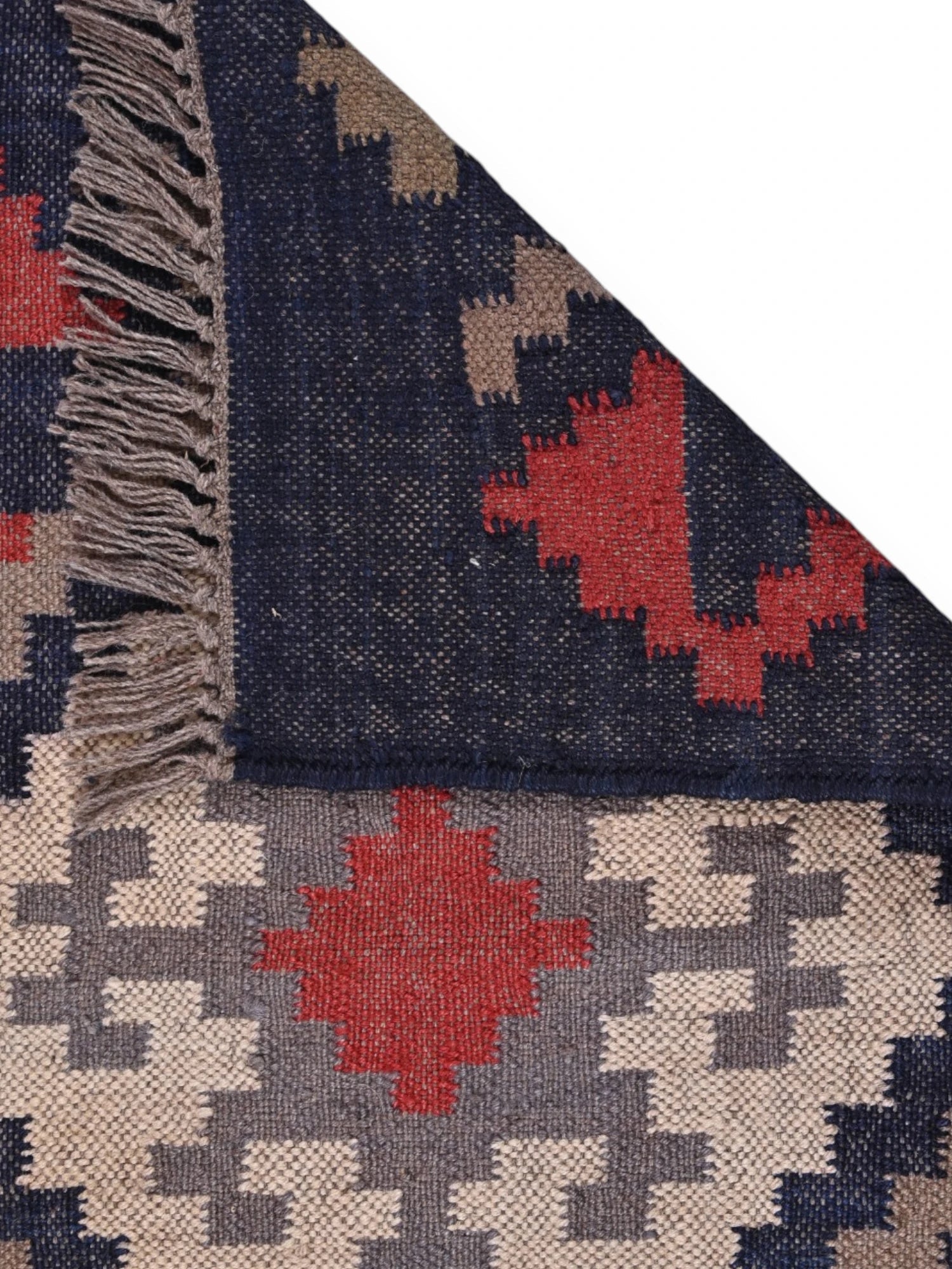 Detalle de alfombras kililm pasillo 60x90 multicolor necha a mano en fibras naturales