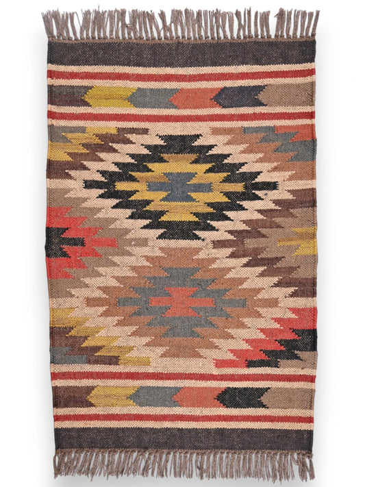 alfombras kililm pasillo 60x90 multicolor necha a mano en fibras naturales