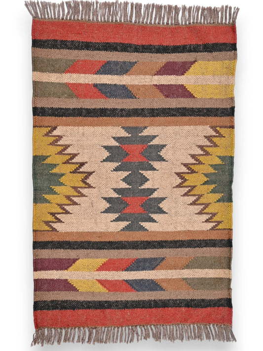 alfombras kililm pasillo 60x90 multicolor necha a mano en fibras naturales