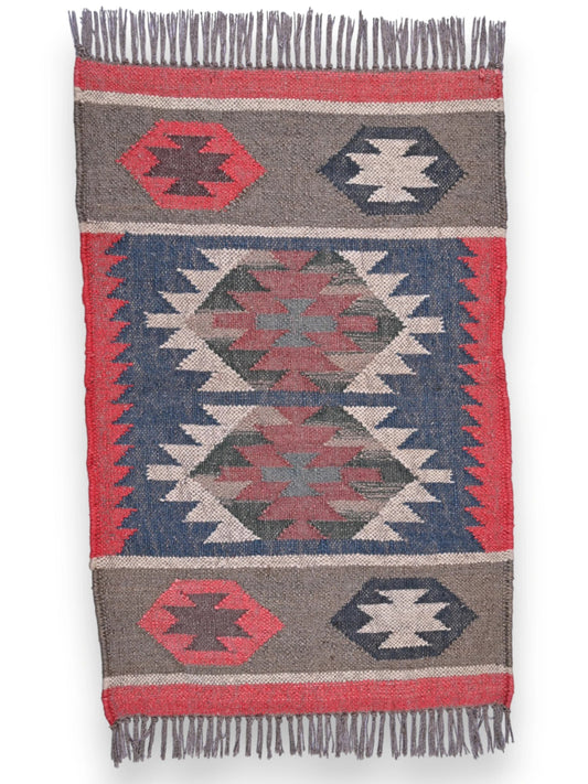 alfombras kililm pasillo 60x90 multicolor necha a mano en fibras naturales