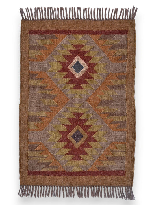 alfombras kililm pasillo 60x90 multicolor necha a mano en fibras naturales