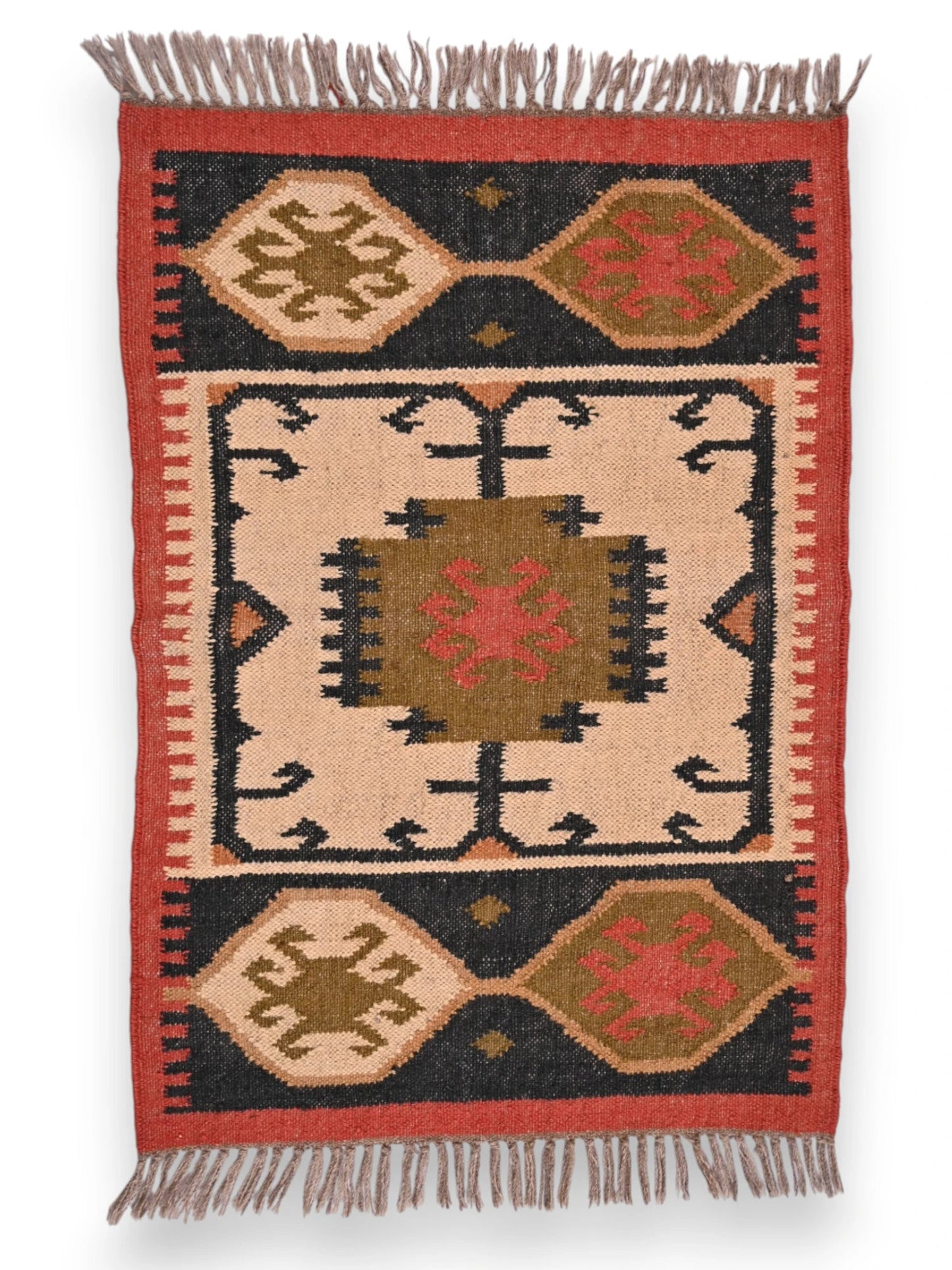 alfombras kililm pasillo 60x90 multicolor necha a mano en fibras naturales