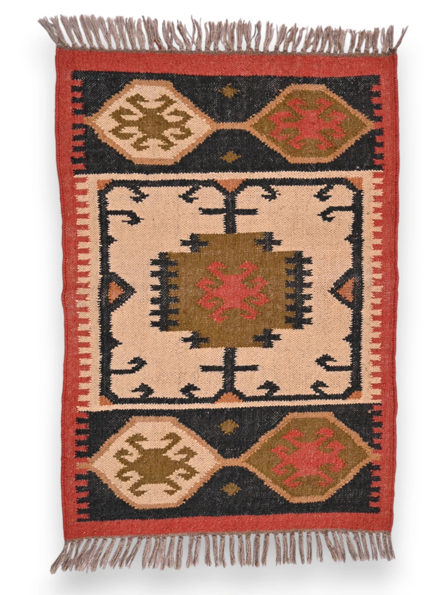 alfombras kililm pasillo 60x90 multicolor necha a mano en fibras naturales