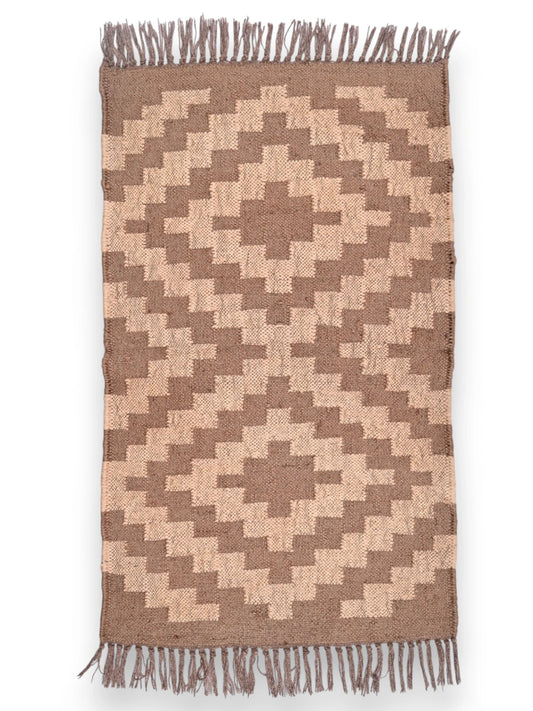 alfombras kililm pasillo 60x90 crema marrón necha a mano en fibras naturales