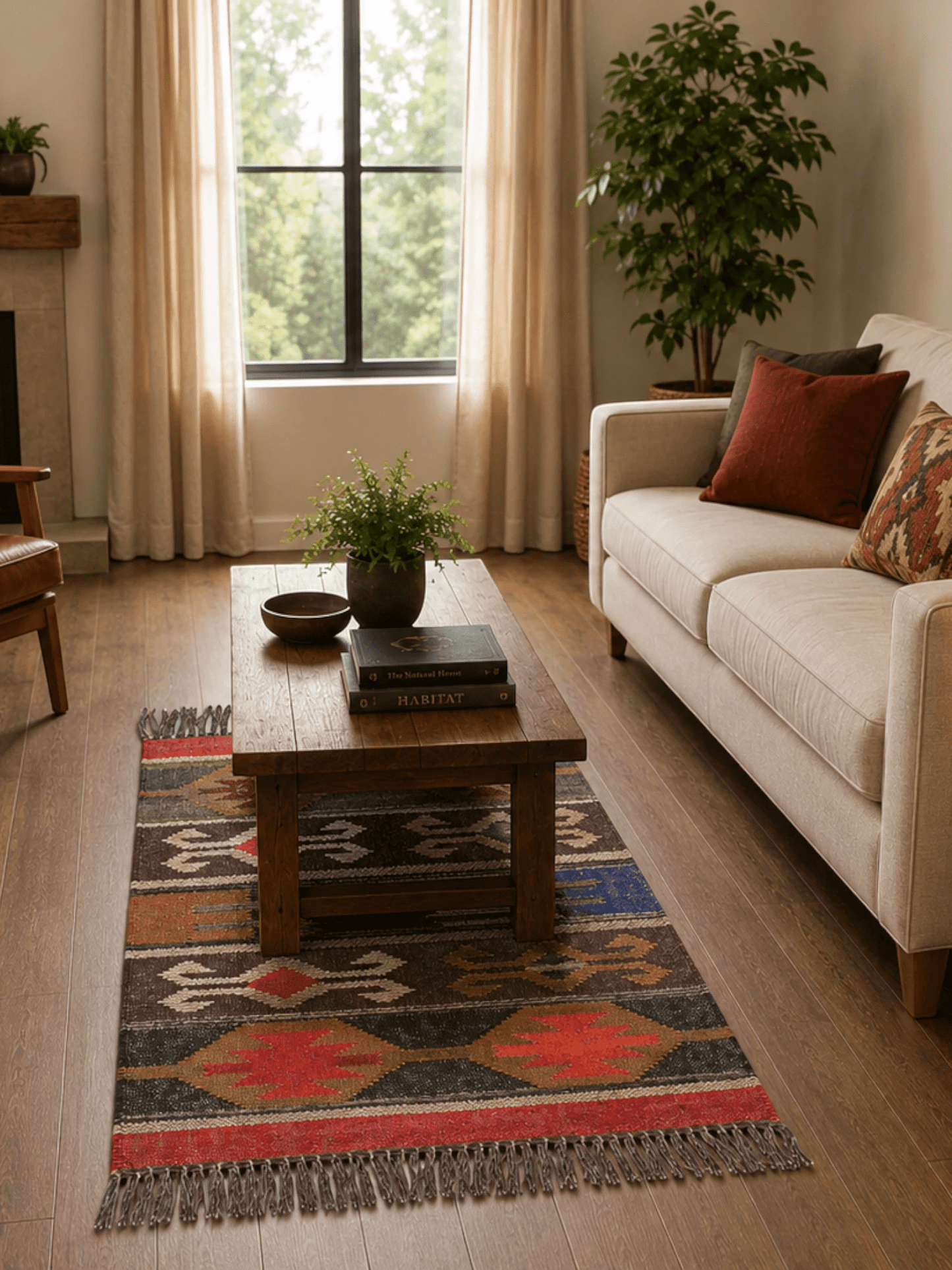 Alfombra Kilim 60x90 para (comedor, salón, dormitorio dinning, living,  room) multicolor de yute y lana.