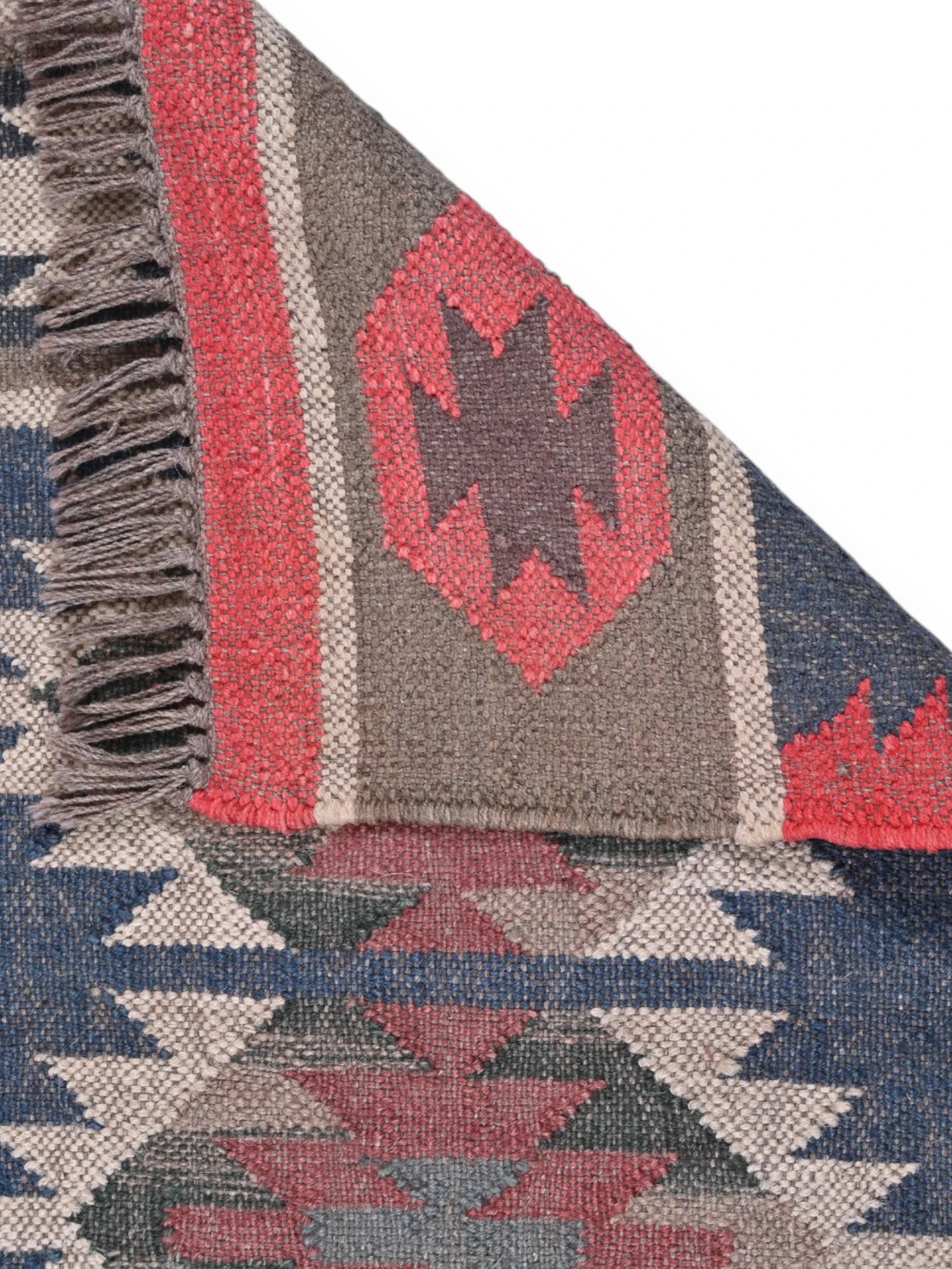 Detalle de alfombras kililm pasillo 60x90  multicolor necha a mano en fibras naturales