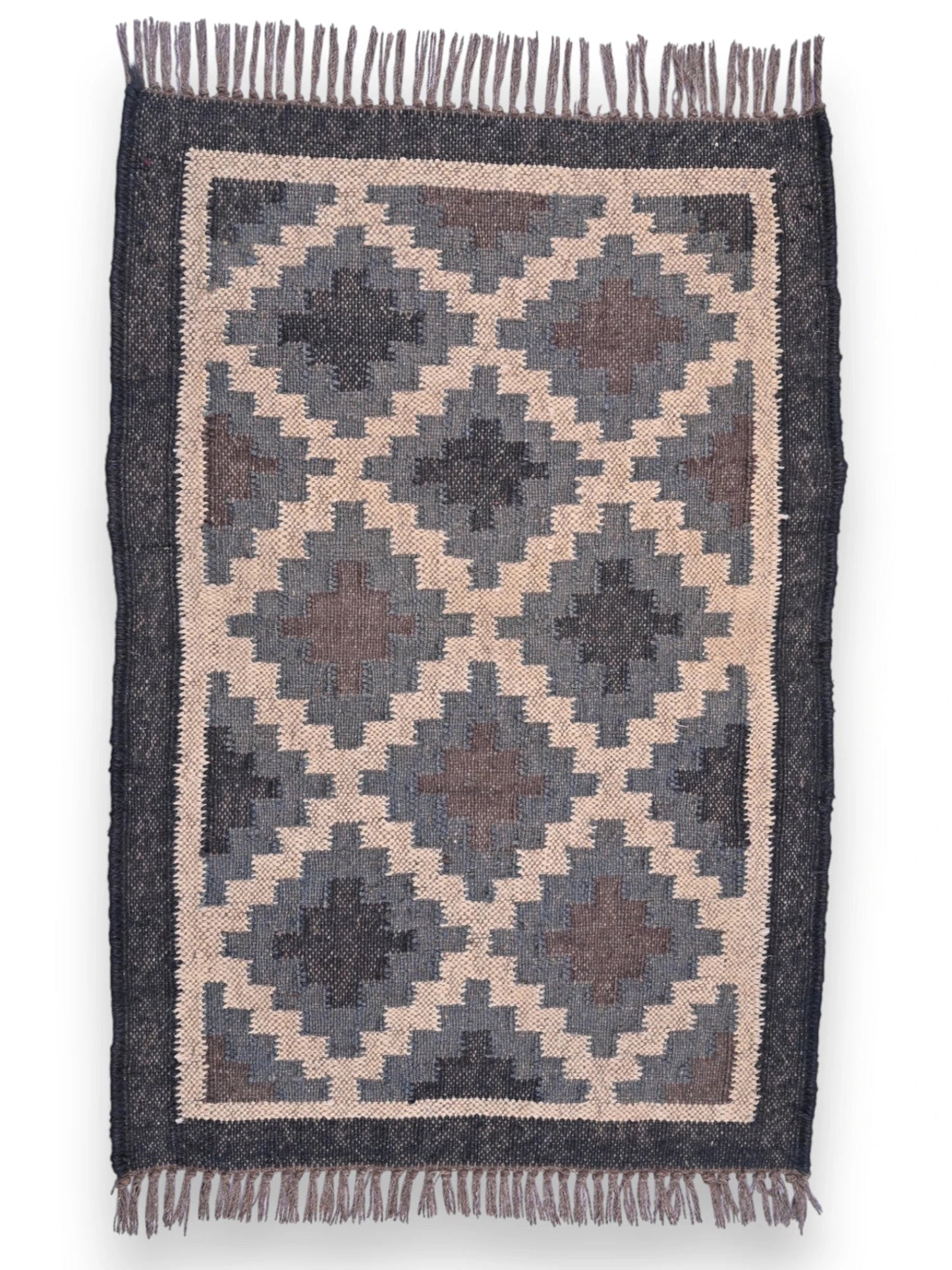 alfombras kililm pasillo 60x90  negro necha a mano en fibras naturales