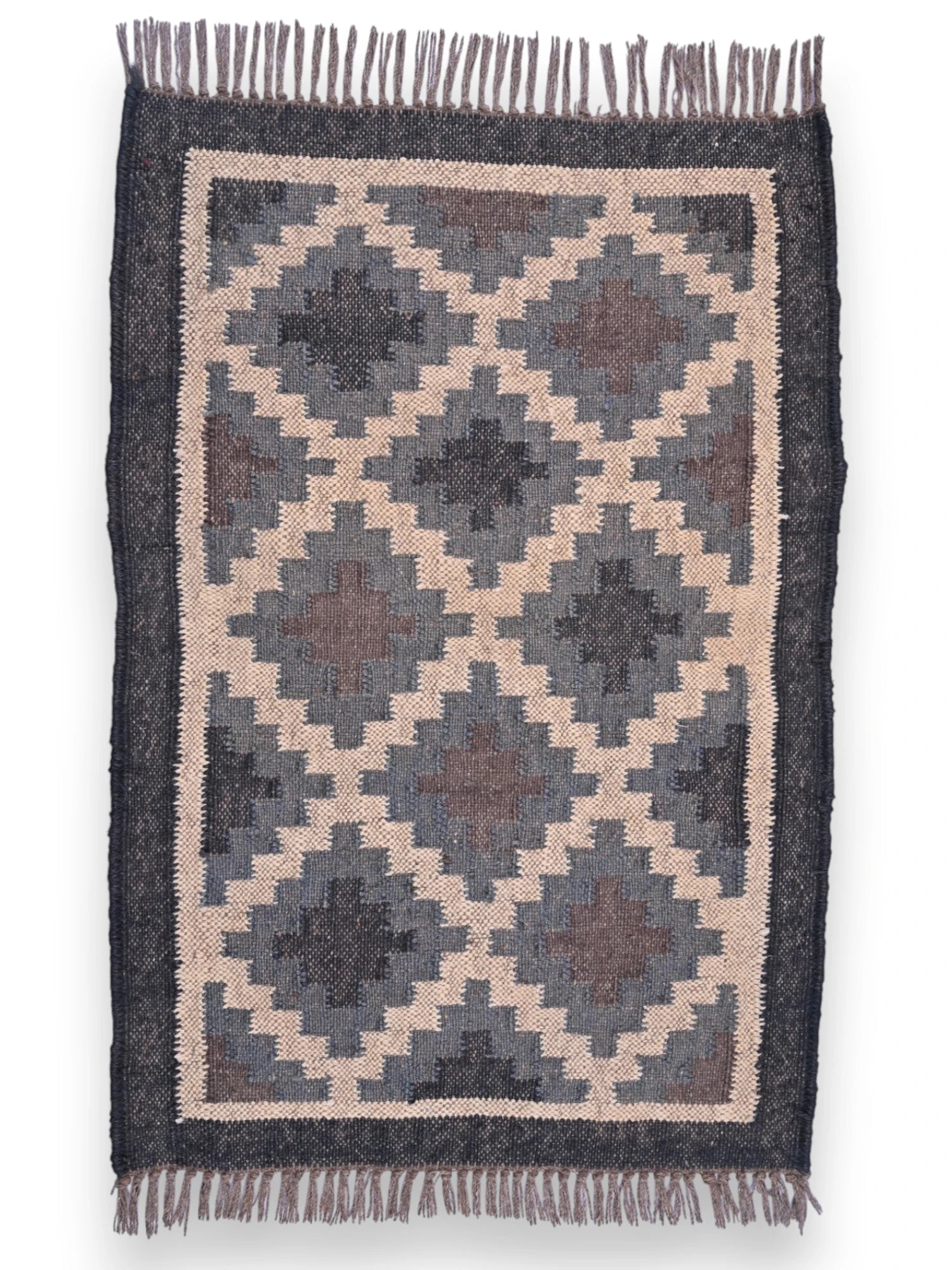 alfombras kililm pasillo 60x90  negro necha a mano en fibras naturales