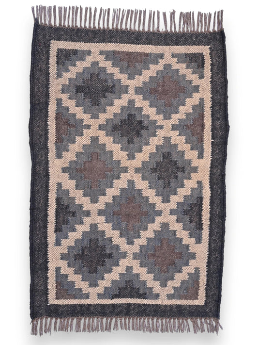 alfombras kililm pasillo 60x90  negro necha a mano en fibras naturales