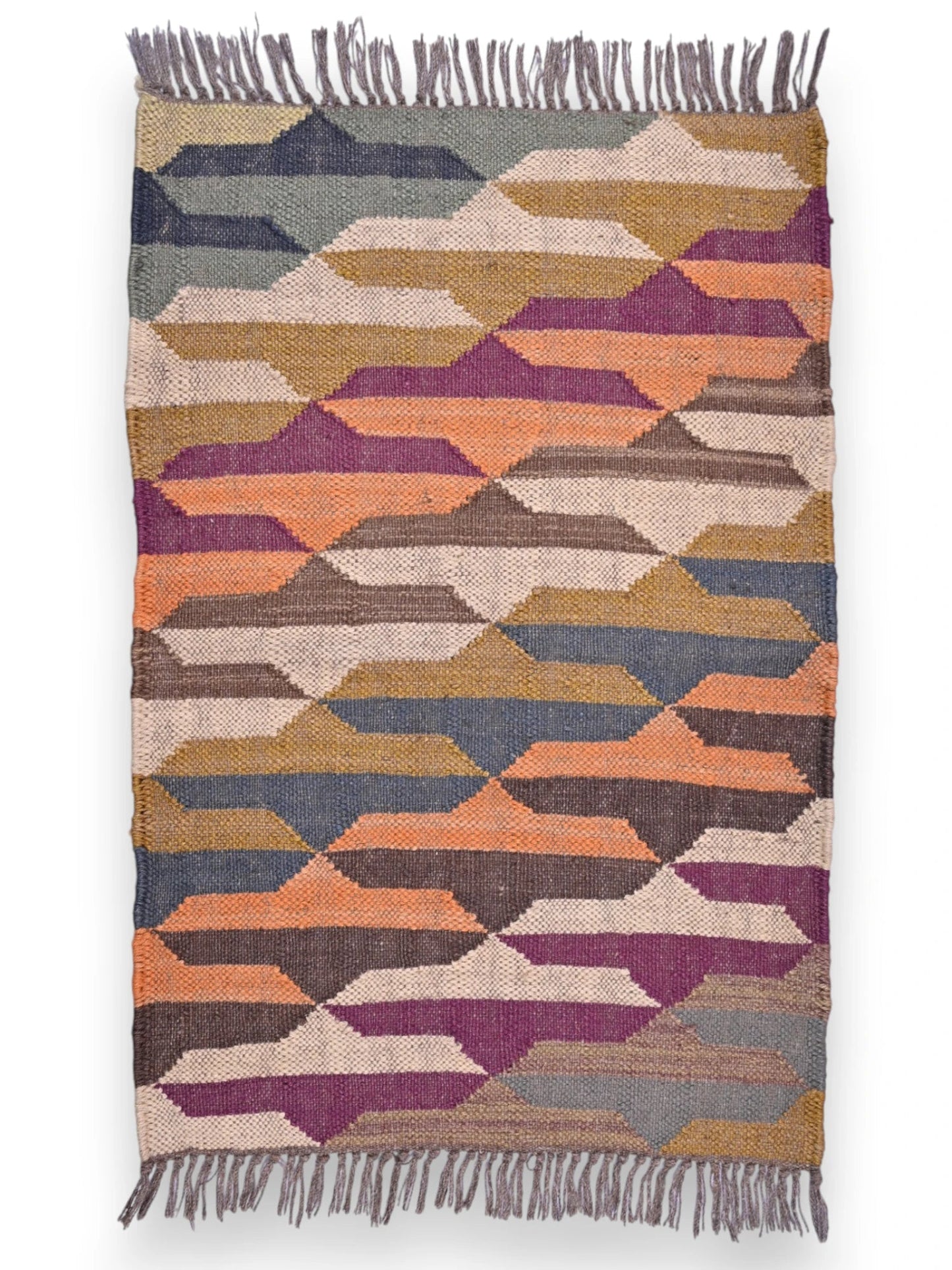 alfombras kililm pasillo 60x90  multicolor necha a mano en fibras naturales
