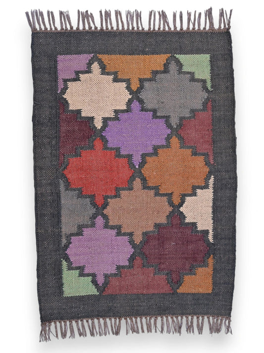 alfombras kililm pasillo 60x90 multicolor necha a mano en fibras naturales
