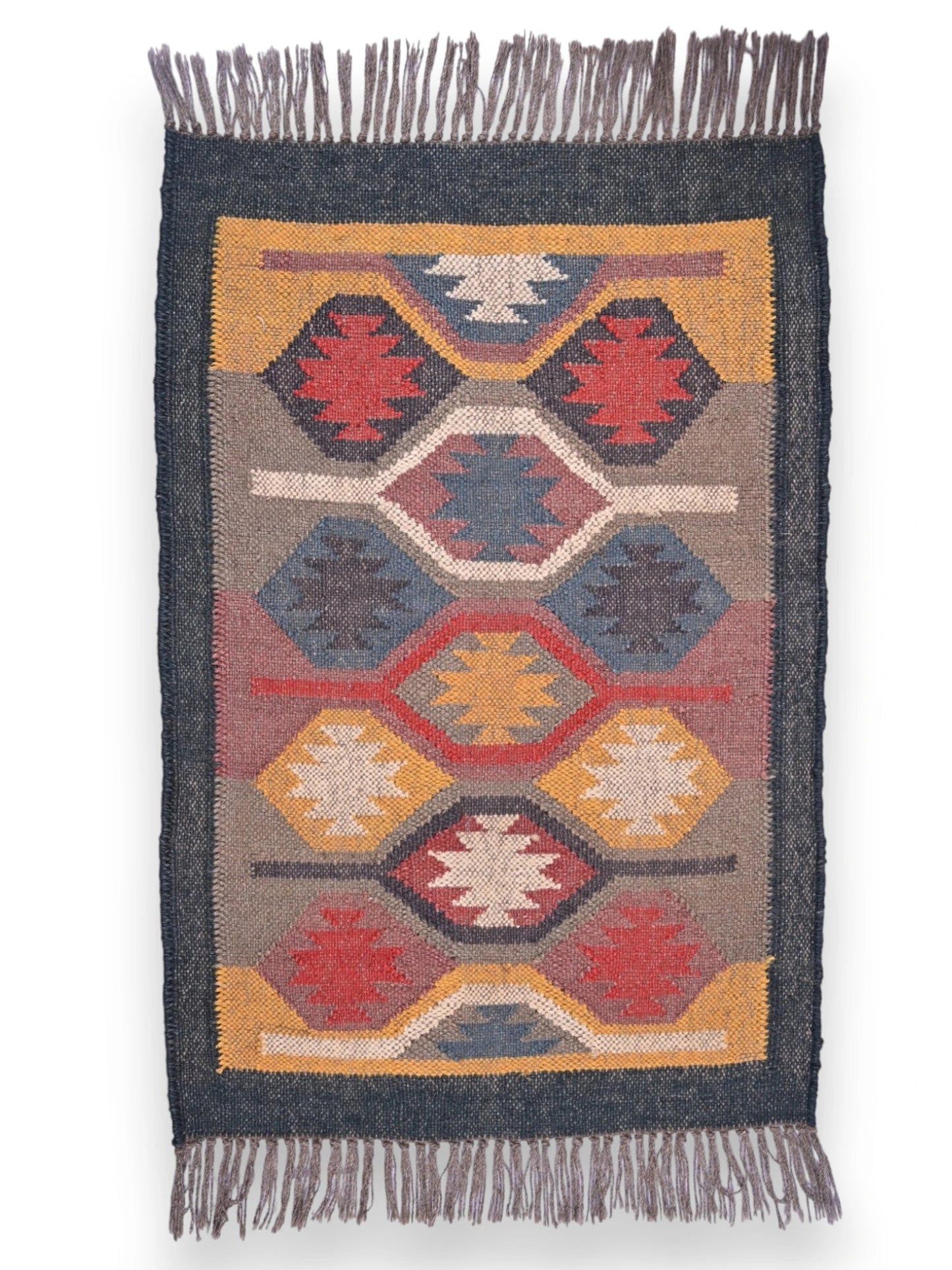 alfombras kililm pasillo 60x90  multicolor necha a mano en fibras naturales