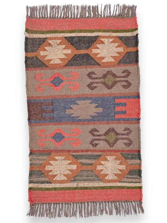 alfombras kililm pasillo 60x90 multicolor necha a mano en fibras naturales